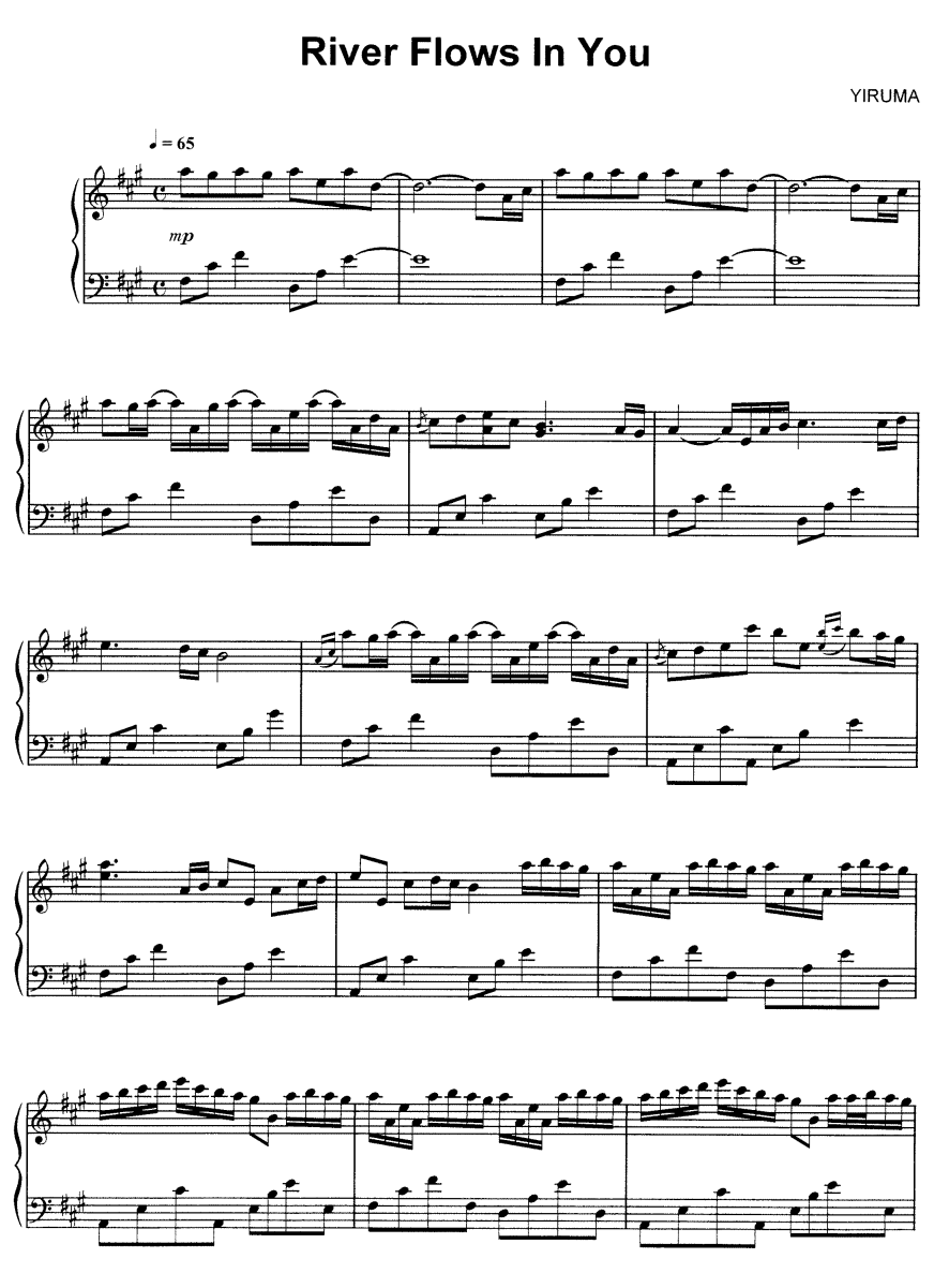 Sheet nhạc River Flows In You